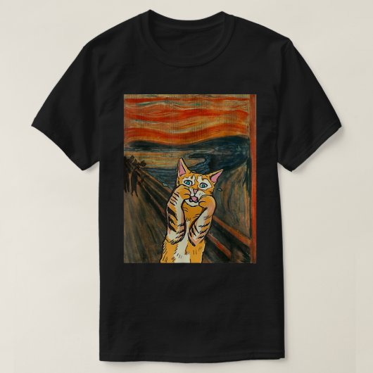 Starry Night Scream Cat Art Parody Van Gogh Funny T-shirt (Design voorkant)