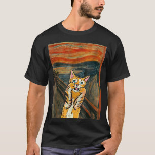 Starry Night Scream Cat Art Parody Van Gogh Funny T-shirt