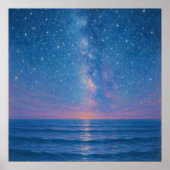 Starry Night Seascape - Pastel Painting Style Poster (Voorkant)