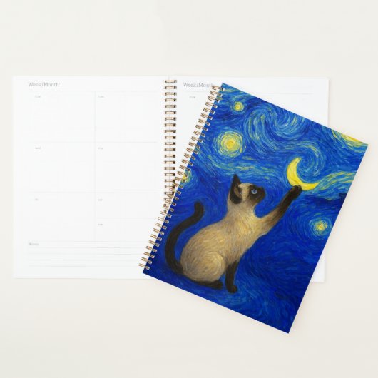 Starry Night Siamese Cat Moon  Planner (Display)