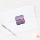 Starry Night Sky Over Pink Tulip Meadow Vierkante Sticker (Envelop)