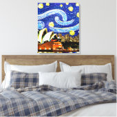 Starry Night Sydney Australië Operahuis Tekening Canvas Afdruk (Insitu (Slaapkamer))