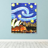 Starry Night Sydney Australië Operahuis Tekening Canvas Afdruk (Insitu (Houten vloer))