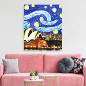Starry Night Sydney Australië Operahuis Tekening Canvas Afdruk (Insitu (Woonkamer))