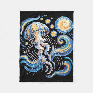 Starry night van gogh jellyfish scuba diving surf fleece deken