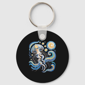 Starry night van gogh jellyfish scuba diving surf sleutelhanger