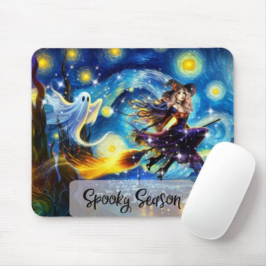 Starry Night Witchy Halloween Design Muismat (Met muis)