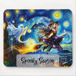 Starry Night Witchy Halloween Design Muismat
