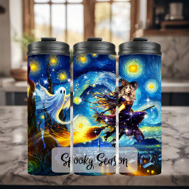Starry Night Witchy Halloween Design Thermosbeker