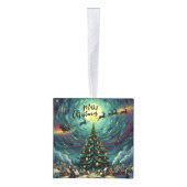 Starry Night Wooden Cube Christmas Ornament (Rechts)