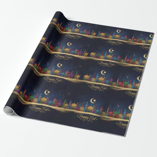 Starry nights Eid Cadeaupapier (Uitgerold)