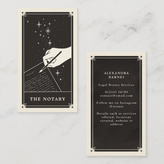Starry Notional Tarot Writer Visitekaartje (Voorkant / Achterkant)