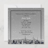 Starry NYC geëtste Fisheye Grey Skyline Verjaardag Kaart (Achterkant)