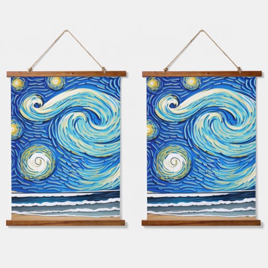 Starry Ocean Summer Beach Waves Hangend Wandkleed (Dubbel)