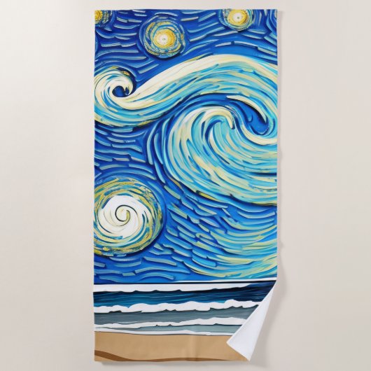 Starry Ocean Summer Beach Waves Strandlaken (Voorkant)