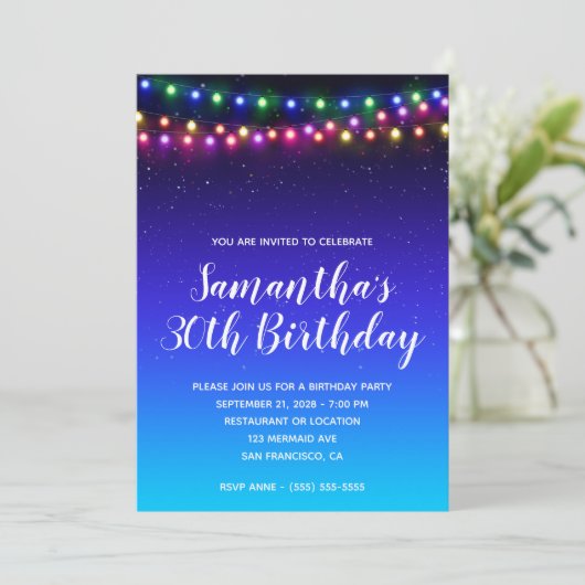Starry Ombre Street Lights 30e verjaardag Kaart (Staand voorkant)