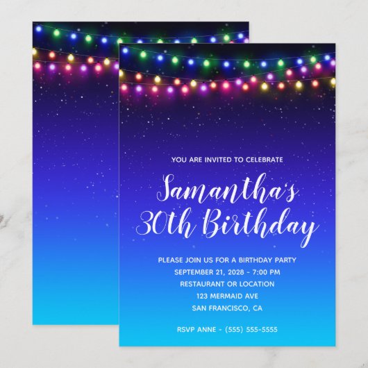 Starry Ombre Street Lights 30e verjaardag Kaart (Voorkant / Achterkant)