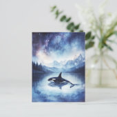 Starry Orca Whale Mountain Lake Briefkaart (Staand voorkant)