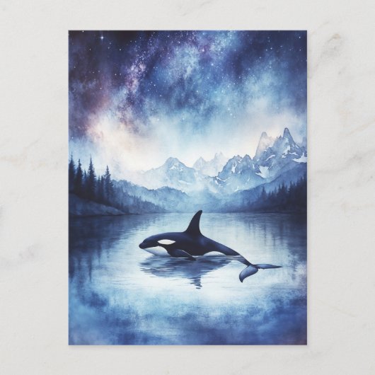 Starry Orca Whale Mountain Lake Briefkaart (Voorkant)