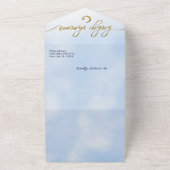 Starry over de Moon Blue Gold Baby Shower All In One Uitnodiging (Buitenkant)