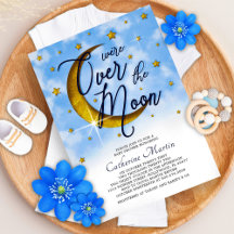 Starry over de Moon Blue Gold Baby Shower