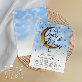 Starry over de Moon Blue Gold Baby Shower Kaart