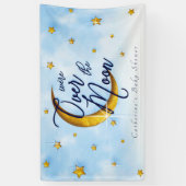 Starry over de Moon Blue Gold Baby Shower Spandoek (Verticaal)