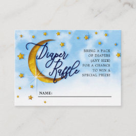 Starry over de Moon Blue Gold Diaper Raffle Informatiekaartje