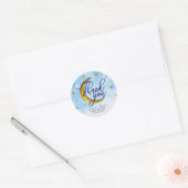 Starry over het Moon Blue Gold Baby shower Ronde Sticker (Envelop)