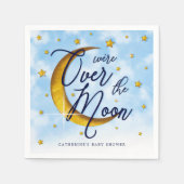 Starry over het Moon Blue Gold Baby shower Servet (Voorkant)