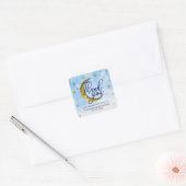 Starry over het Moon Blue Gold Baby shower Vierkante Sticker (Envelop)