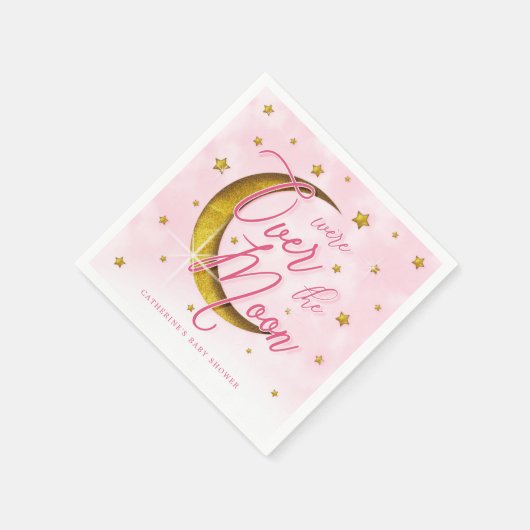 Starry over het Moon Pink Gold Baby shower Napkins Servet (Hoek)