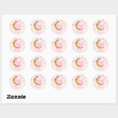 Starry over het Moon Pink Gold Baby shower Ronde Sticker (Vel)