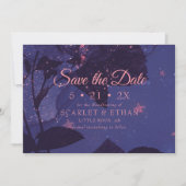 Starry Paars Night Alternative Gothic Floral Save The Date (Voorkant)