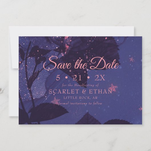 Starry Paars Night Alternative Gothic Floral Save The Date (Voorkant)