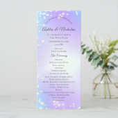 Starry Paarse en Blue Sparkle Wedding Program Programmakaart (Staand voorkant)