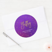 Starry Paarse Waterverf 50th Birthday Ronde Sticker (Envelop)