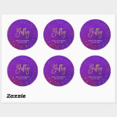 Starry Paarse Waterverf 50th Birthday Ronde Sticker (Vel)