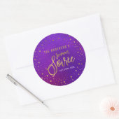 Starry Paarse Waterverf Summer Party Ronde Sticker (Envelop)