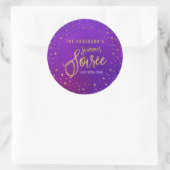 Starry Paarse Waterverf Summer Party Ronde Sticker (Tas)