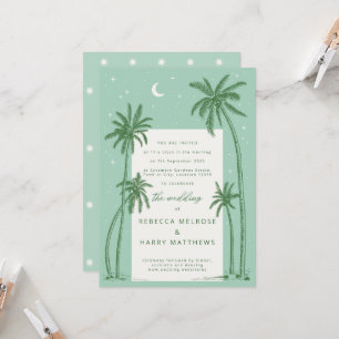 Starry Palm Trees Green boho bruiloft uitnodiging