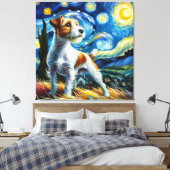 Starry Parson Russell Terrier Hond Portret Canvas Afdruk (Insitu (Slaapkamer))