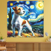 Starry Parson Russell Terrier Hond Portret Canvas Afdruk (Insitu (Woonkamer))