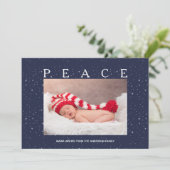 Starry Peace on Navy Blue Kerstmis - Aangepaste fo Feestdagenkaart (Staand voorkant)