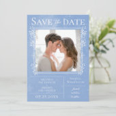 Starry Photo | Blauw sparen de Datum Save The Date (Staand voorkant)