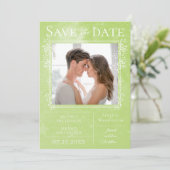 Starry Photo | Groen sparen de Datum Save The Date (Staand voorkant)