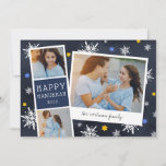 Starry Photobooth | Hanukkah Photo Collage Kaart<br><div class="desc">De de fotokaart van de Kute Hanukkah kenmerkt een foto cabine met twee foto's en een blauw de tekstpaneel van de marine, plus een onmiddellijke camera-geïnspireerde momentopname met een handgeschreven titel. Geef een persoonlijk tintje met het jaar en je familienaam of aangepast bericht, op een blauw marinespoor met handgetekende sneeuwvlokken...</div>