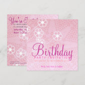 Starry Pink Party Birthday Uitnodiging (Voorkant / Achterkant)