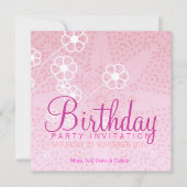 Starry Pink Party Birthday Uitnodiging (Voorkant)