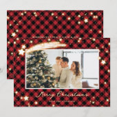 Starry Red Buffalo met kerstkaarten Feestdagenkaart (Voorkant / Achterkant)